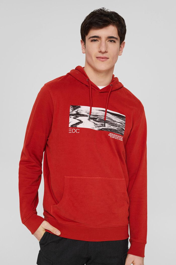 Sweatshirt hoodie with a print, RED ORANGE, detail image number 0