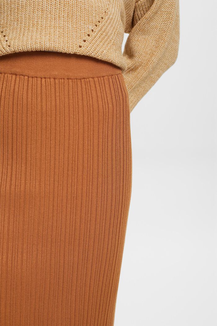 Ribbed Knit Midi Skirt, CARAMEL, detail image number 2