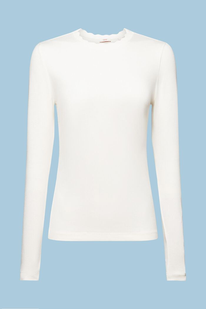 Scalloped Longsleeve Top, ICE, detail image number 5
