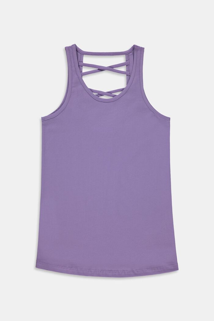 Top with a cross-over straps, stretch cotton, LAVENDER, detail image number 0