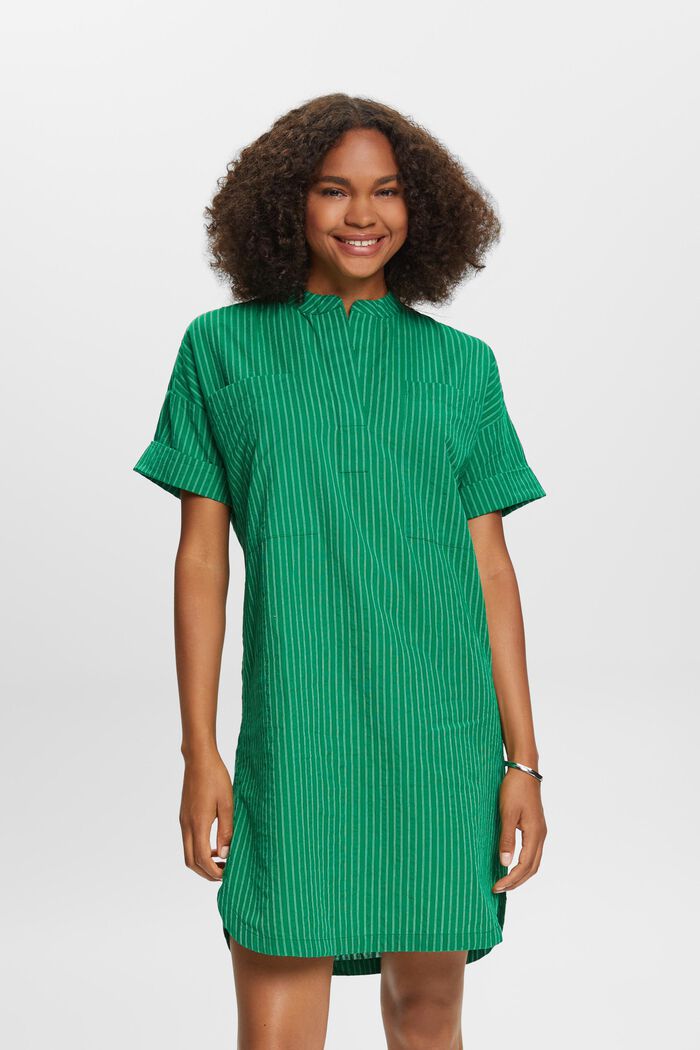 Striped Mini Shirt Dress, DARK GREEN, detail image number 0