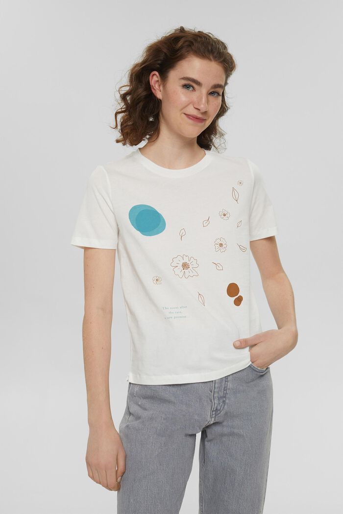 Printed T-shirt made of 100% organic cotton, OFF WHITE, detail image number 0