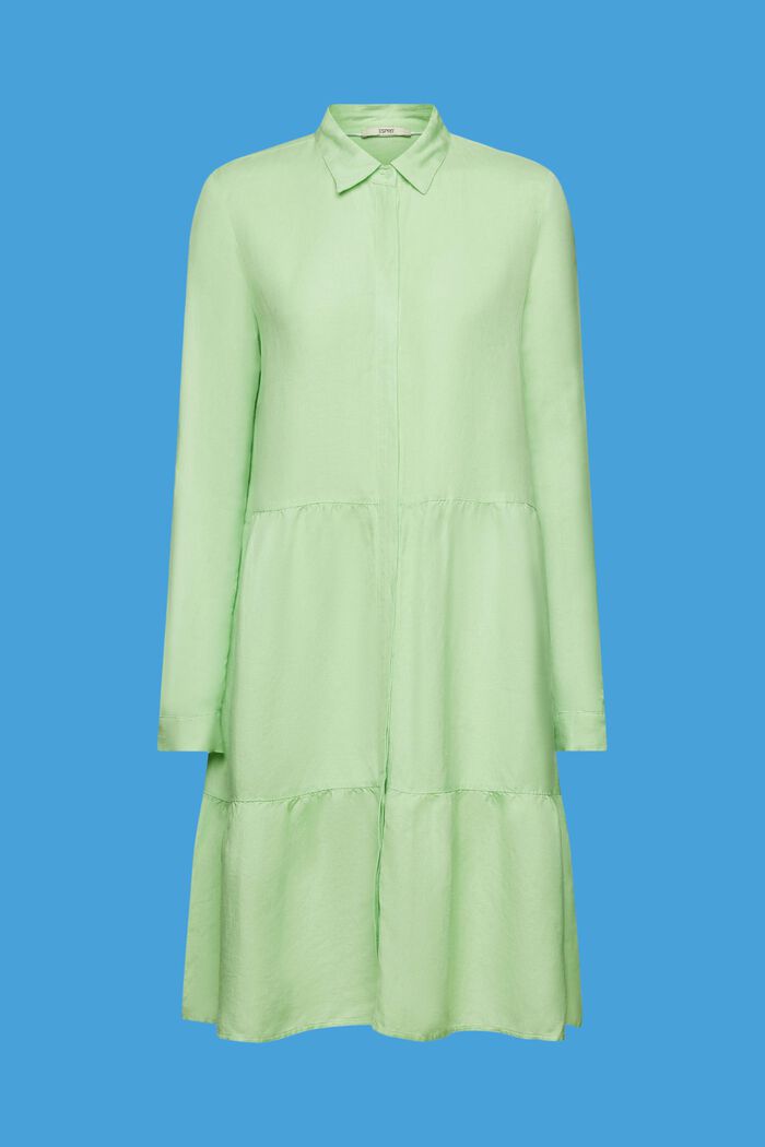 Linen blend mini shirt dress, CITRUS GREEN, detail image number 6
