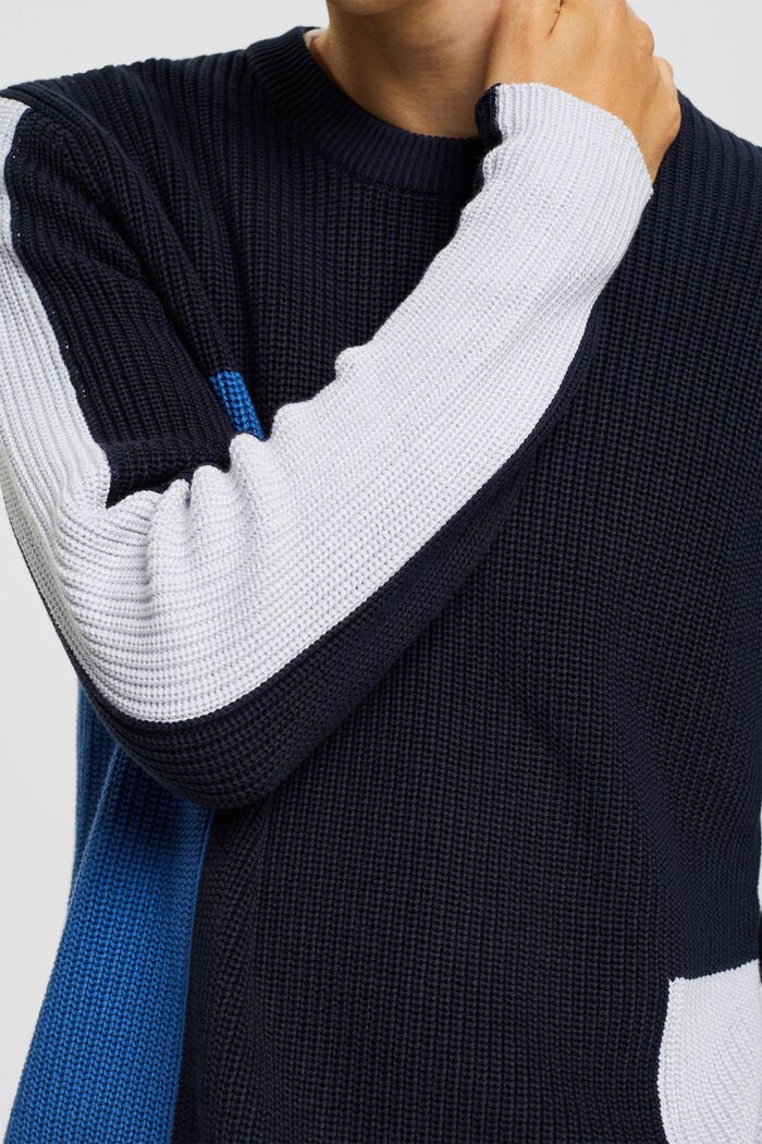 Knitted colour block jumper, NAVY, detail image number 0
