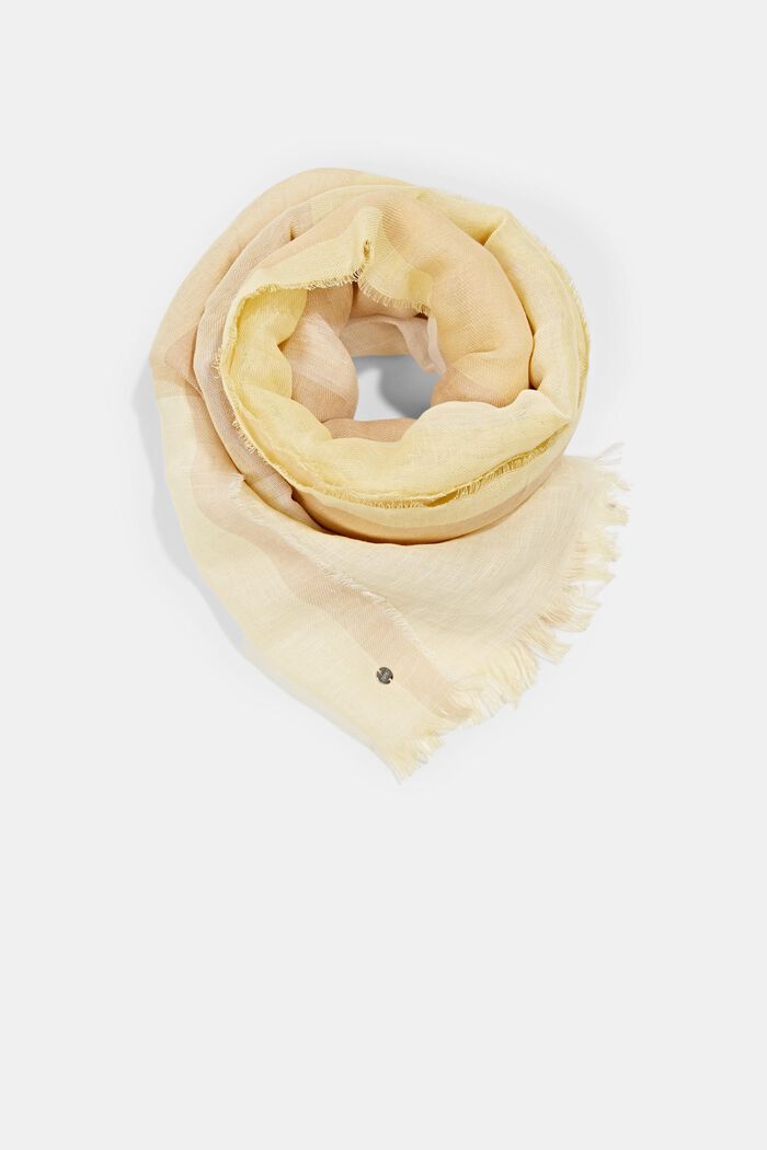 Made of blended linen: checked scarf, PASTEL YELLOW, overview