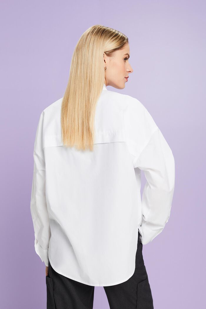 Cotton-Poplin Button-Up Shirt, WHITE, detail image number 2