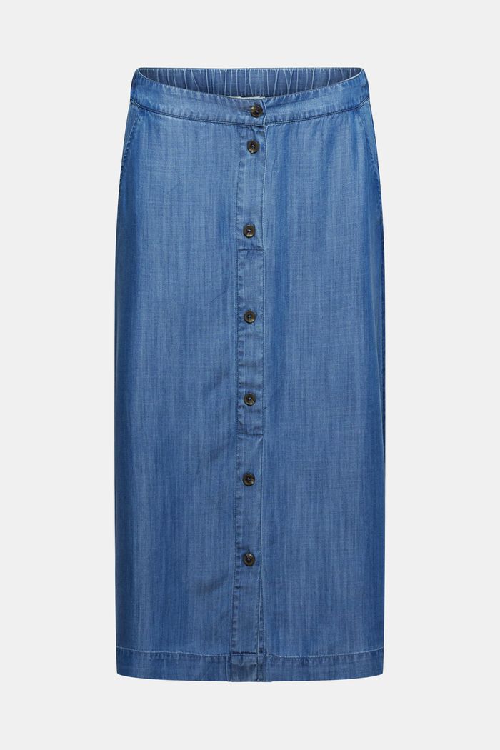 Made of TENCEL™: midi skirt in a denim look