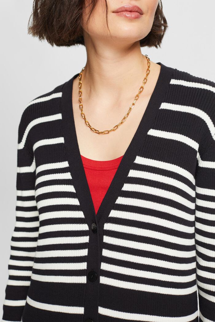 Striped Midi Sweater Cardigan, BLACK, detail image number 3