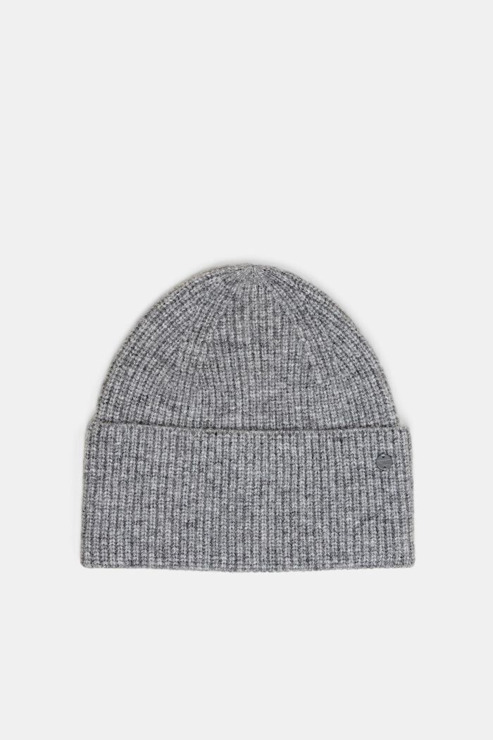 Ribbed-Knit Beanie, LIGHT GREY, detail image number 0