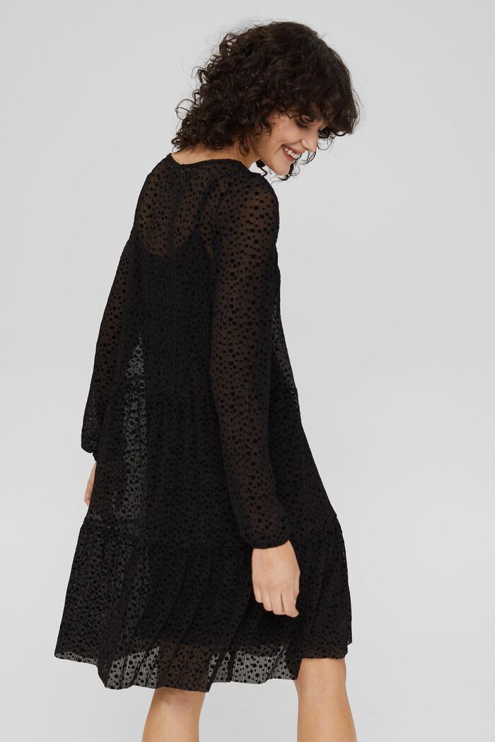 Polka dot mesh dress with flounces, BLACK, detail image number 2