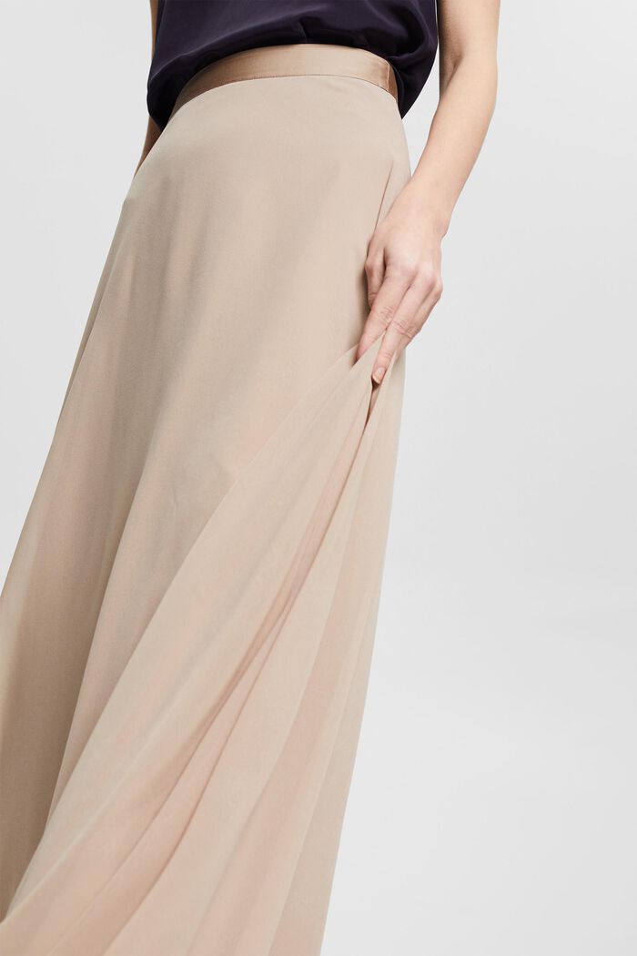 Made of recycled material: midi-length chiffon skirt, LIGHT TAUPE, detail image number 2