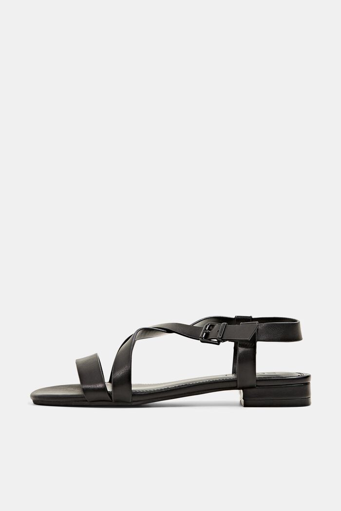 Faux leather strappy sandals, BLACK, detail image number 0