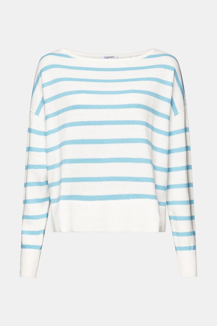 Striped Cotton-Linen Sweater, OFF WHITE, detail image number 5