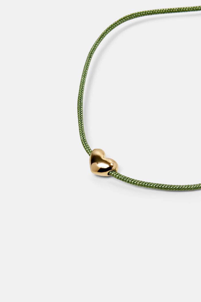 Heart pendant bracelet, sterling silver, KHAKI GREEN, detail image number 1
