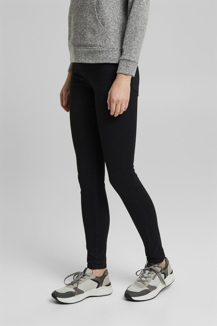 Soft high-waisted trousers with stretch, BLACK, detail image number 0