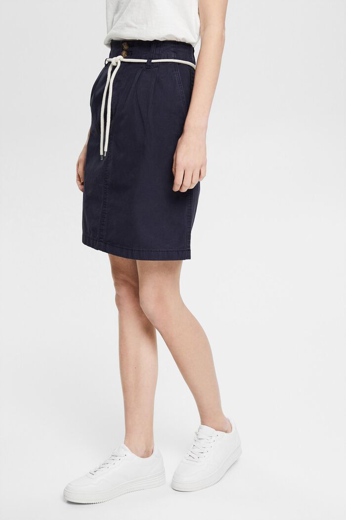 Skirt with a cord belt, NAVY, detail image number 0