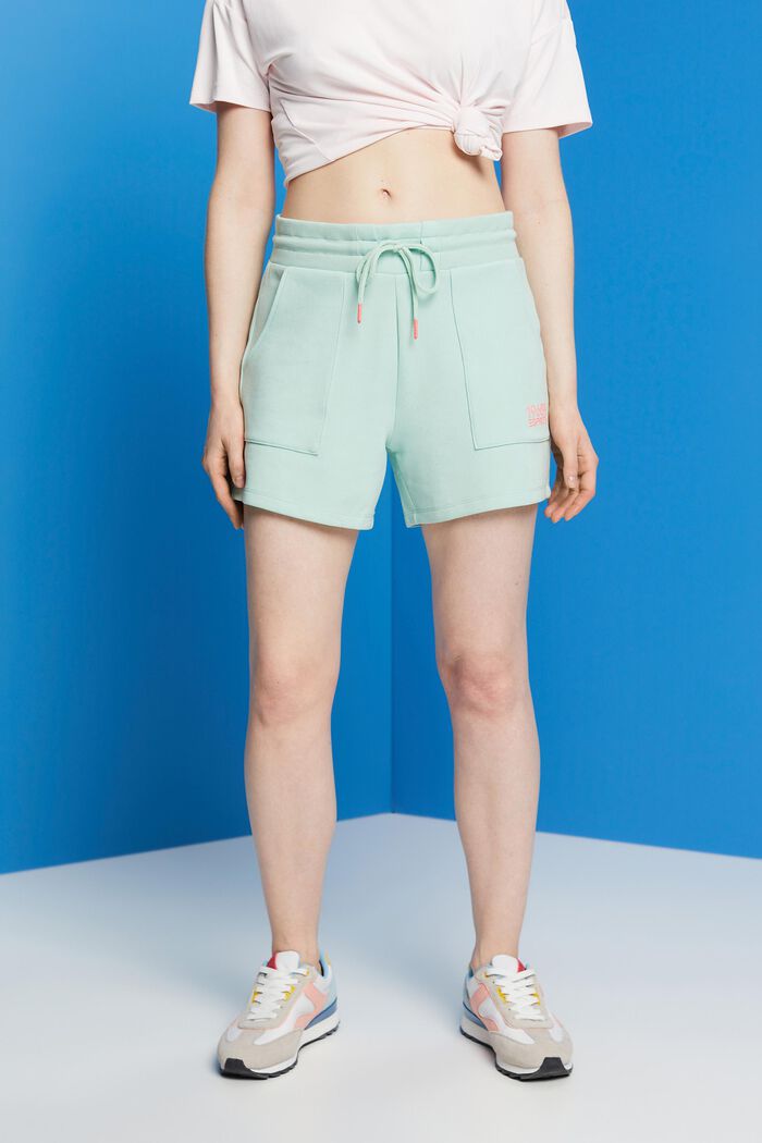 Recycled: sports sweat shorts, LIGHT AQUA GREEN, detail image number 0