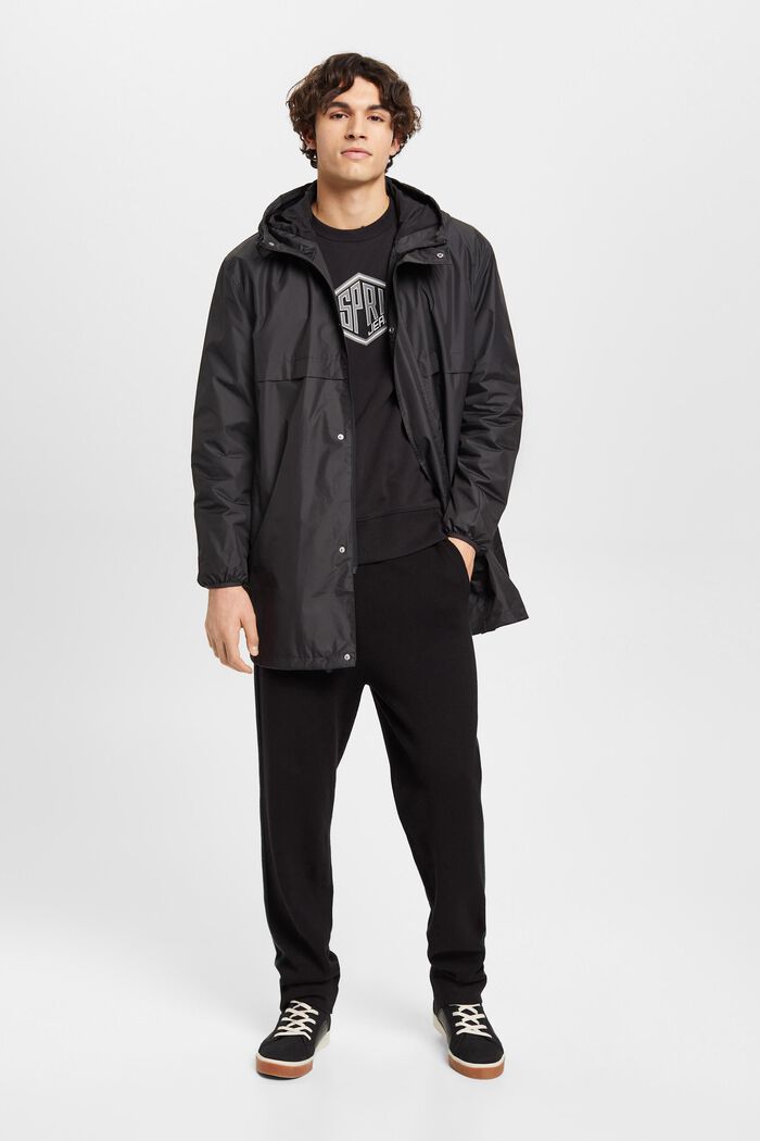 Lightweight Hooded Rain Jacket, BLACK, detail image number 4