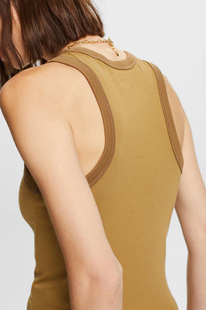 Ribbed jersey tank top, stretch cotton, TOFFEE, detail image number 2