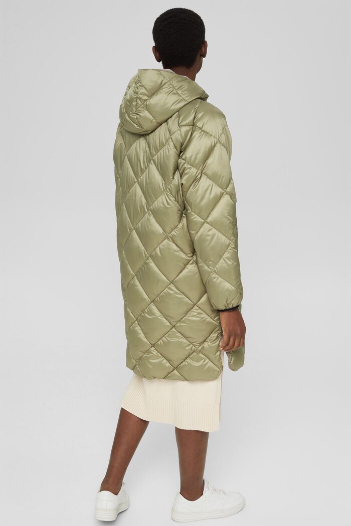 Recycled: quilted coat with a hood, LIGHT KHAKI, detail image number 3