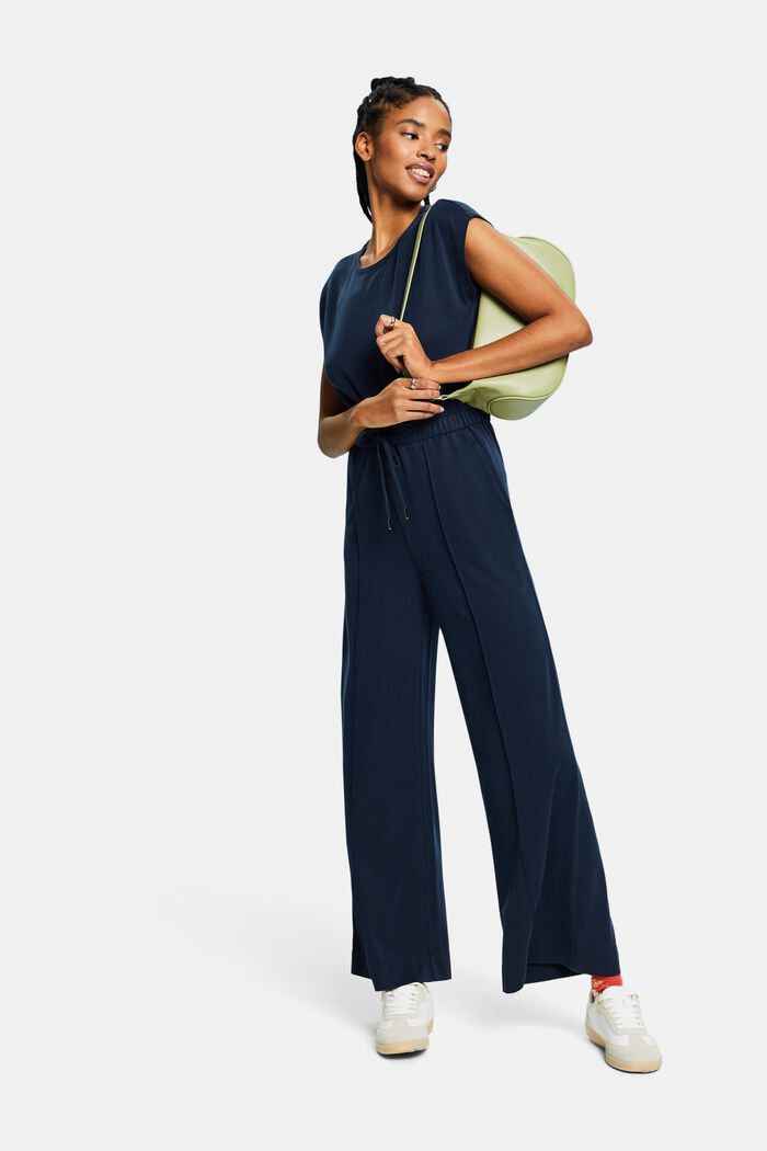 Permanent Crease Sleeveless Jumpsuit, NAVY, detail image number 0
