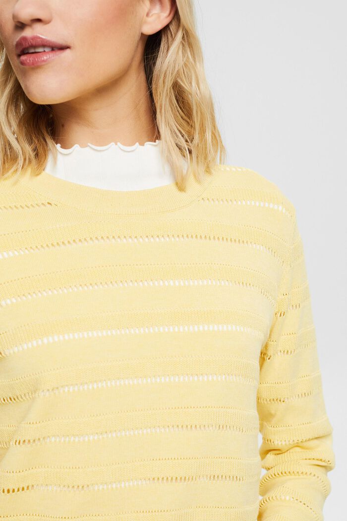Jumper with patterned texture, organic cotton, PASTEL YELLOW, detail image number 2
