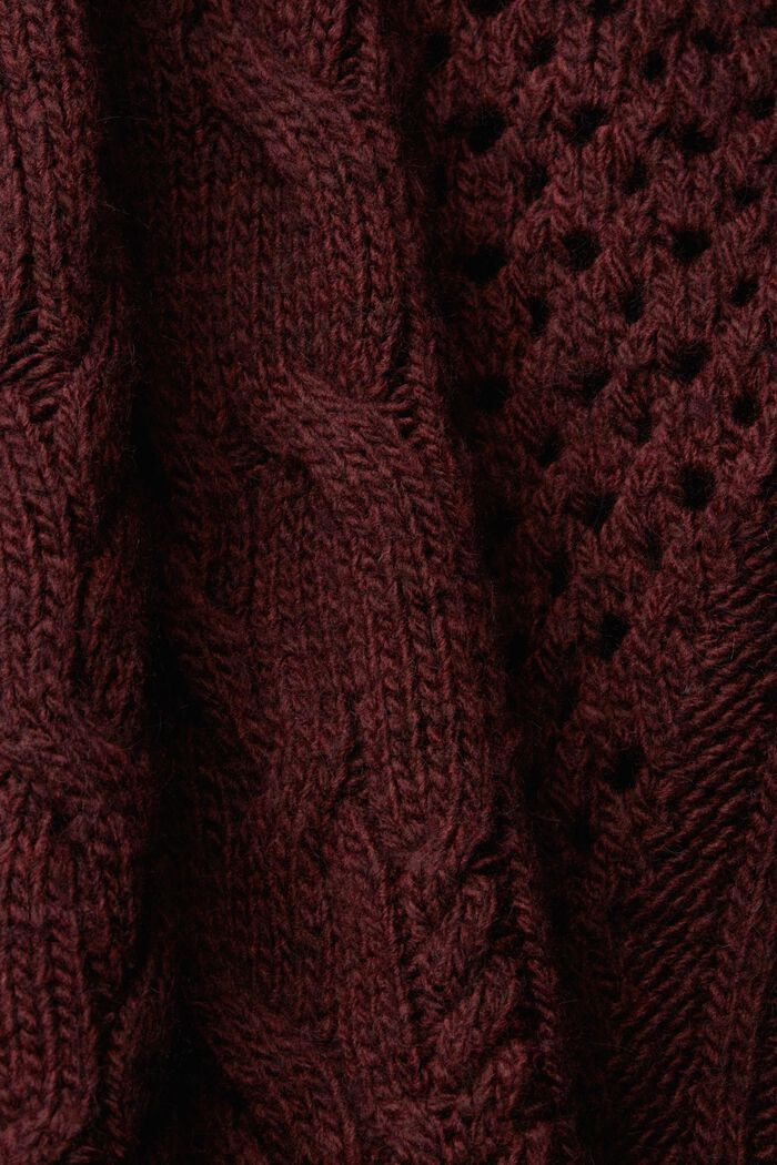 Cable knit jumper, BORDEAUX RED, detail image number 4
