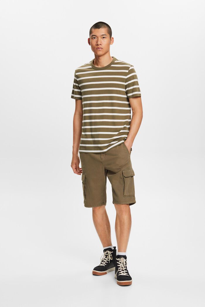 Striped Cotton Jersey T-Shirt, KHAKI GREEN, detail image number 4