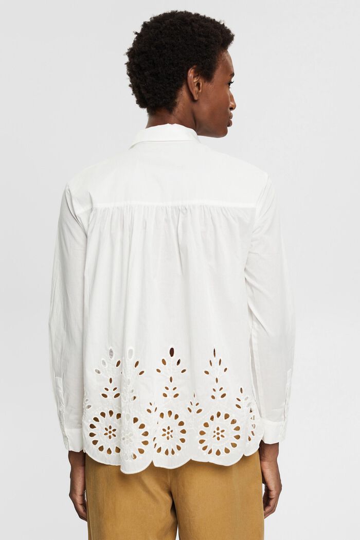 Blouse with a broderie anglaise back, WHITE, detail image number 3