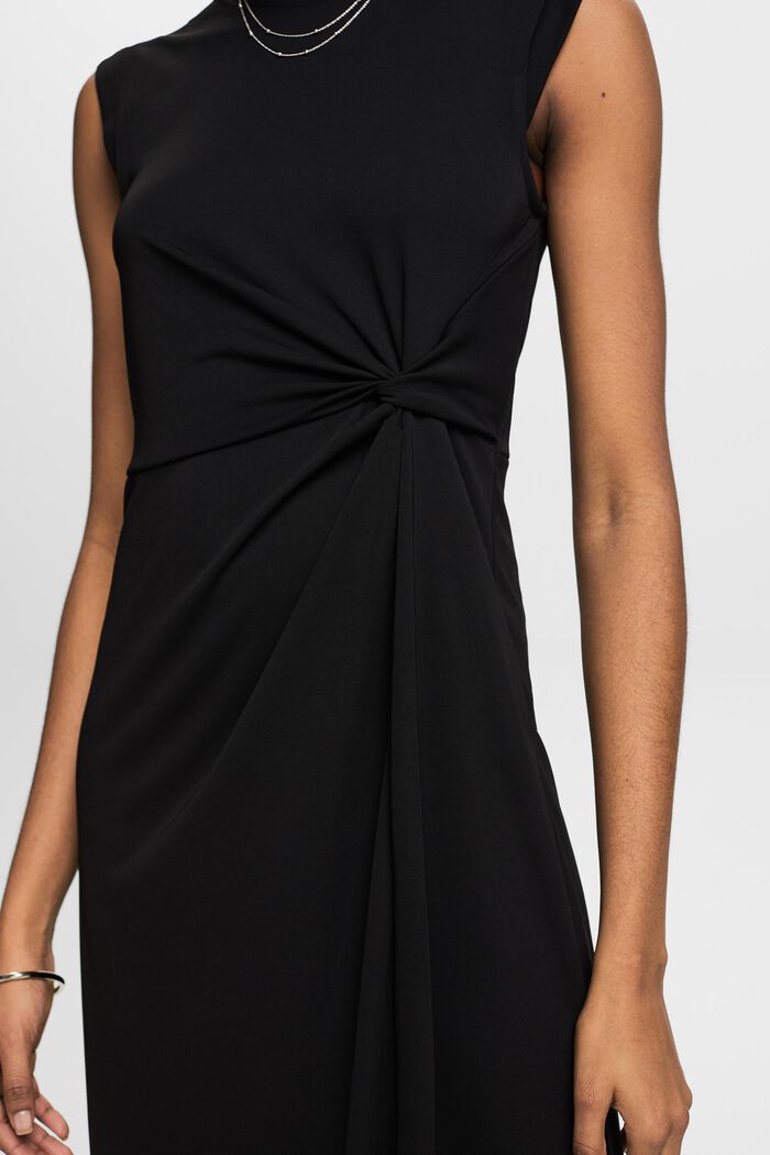 Knotted Crepe Midi Dress, BLACK, detail image number 3