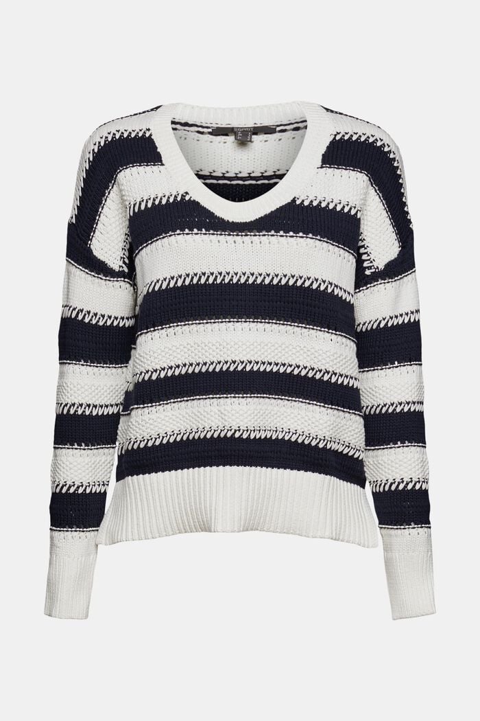 Striped knit jumper, OFF WHITE, overview