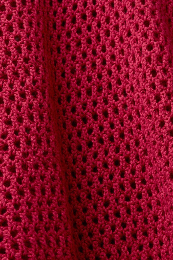 Sustainable cotton V-neck mesh jumper, DARK PINK, detail image number 5