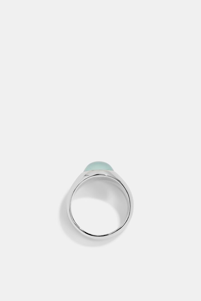 Ring with glass stone, stainless steel, SILVER, overview