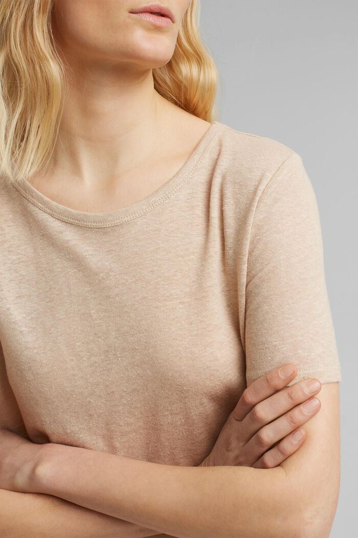 Made of linen: Basic T-shirt, DUSTY NUDE, detail image number 2