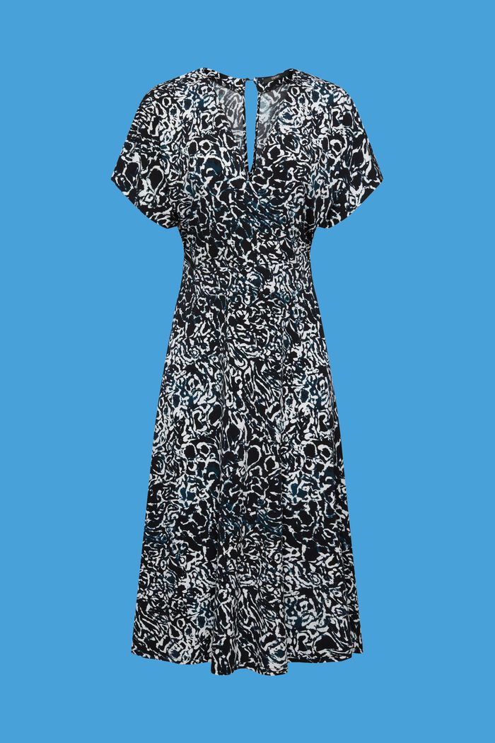 V-neck jersey dress with all-over print, BLACK, detail image number 6
