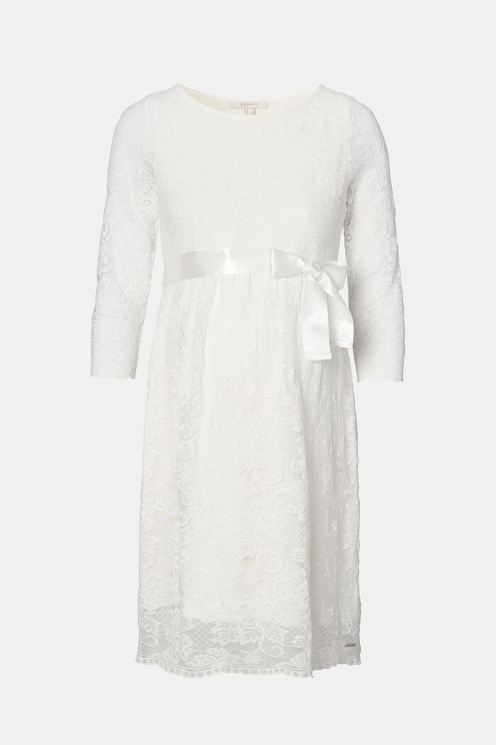 Floral lace dress with tie-around belt, BRIGHT WHITE, detail image number 3