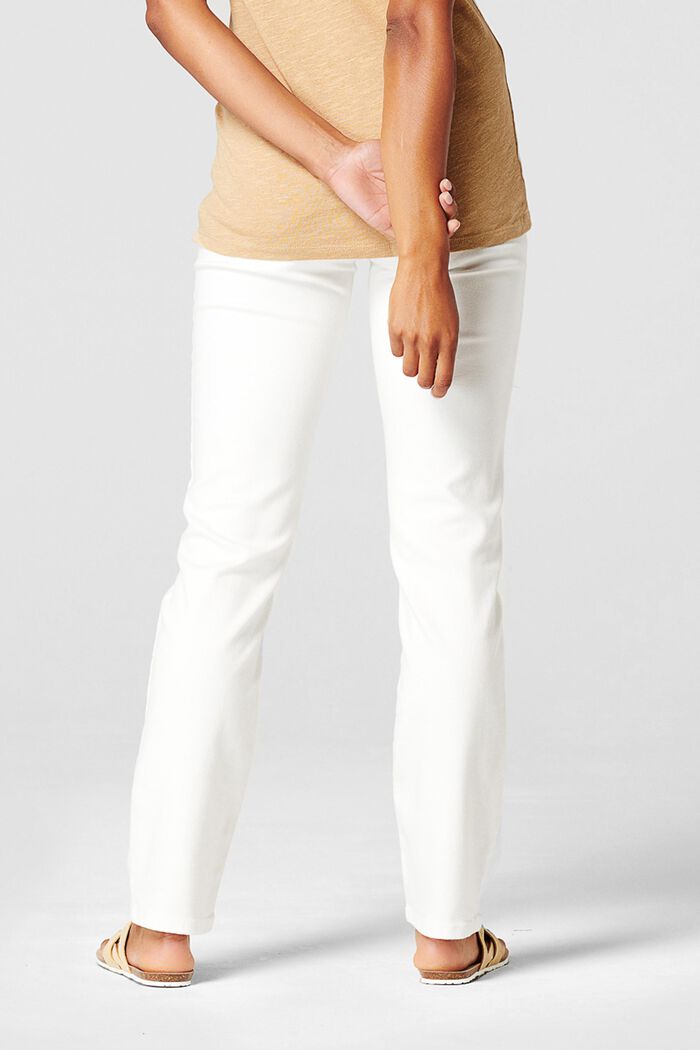 Stretch jeans with an over-bump waistband, BRIGHT WHITE, detail image number 1