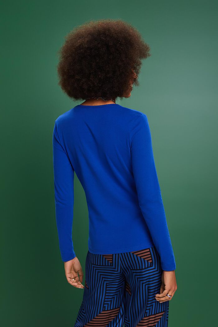 Cotton Longsleeve Top, BRIGHT BLUE, detail image number 2
