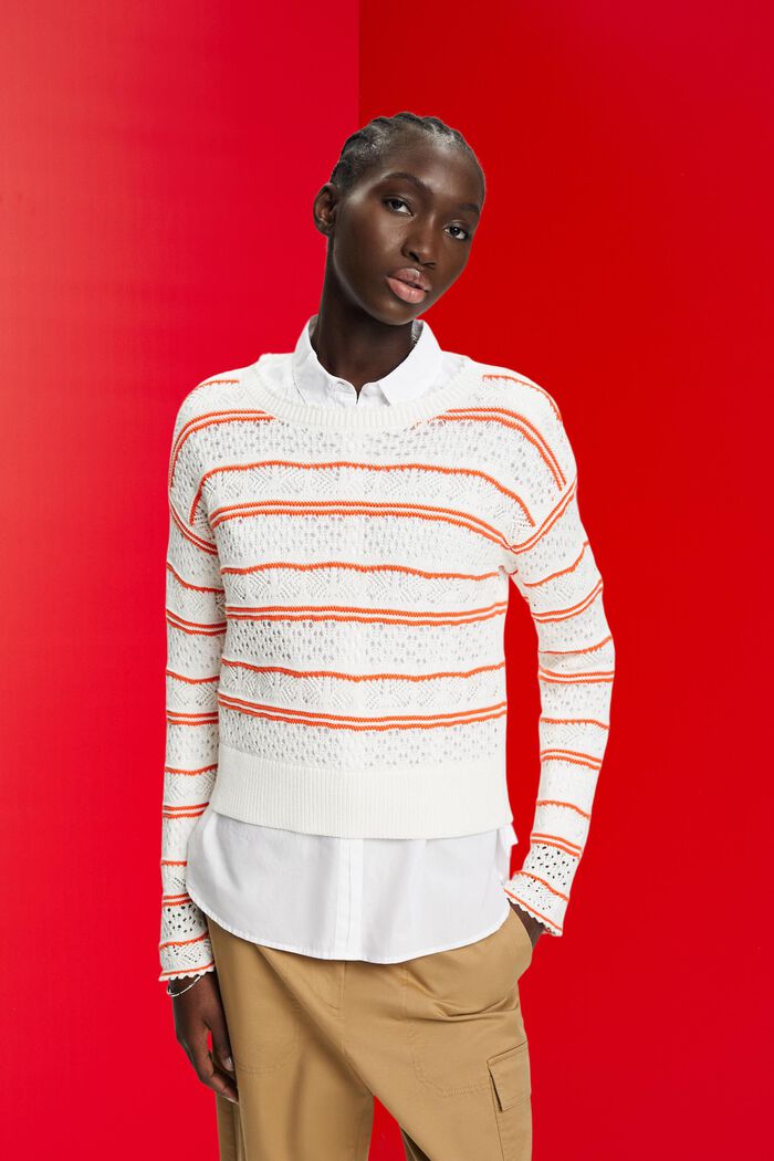 Structured sustainable cotton jumper, NEW OFF WHITE, detail image number 0