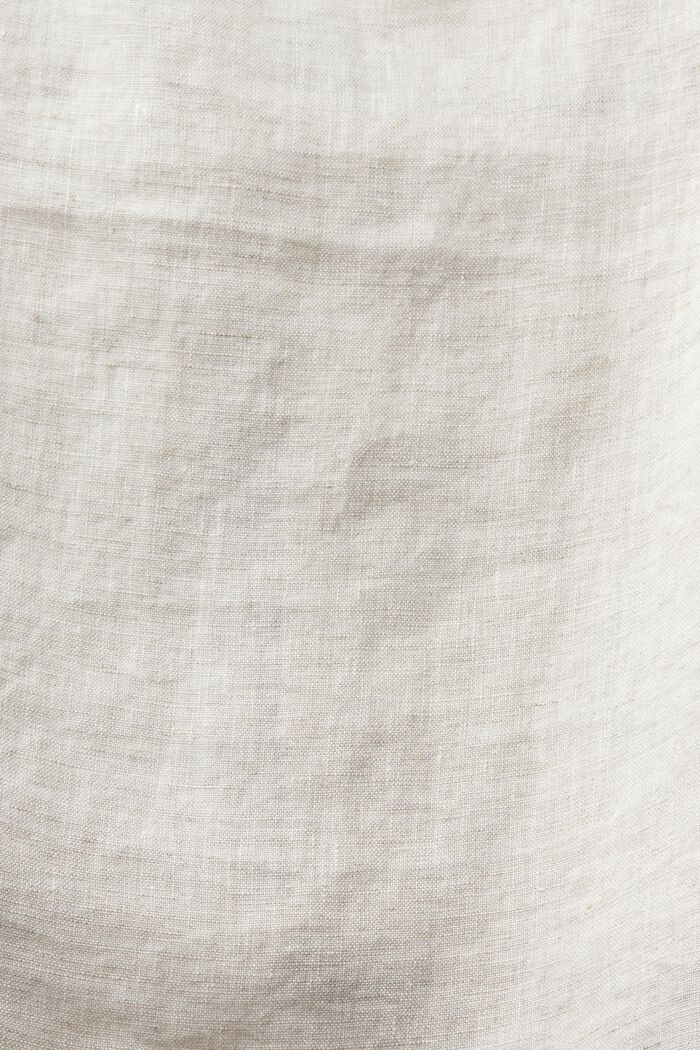 Open Back Cropped Undyed Linen Blouse, BEIGE, detail image number 5