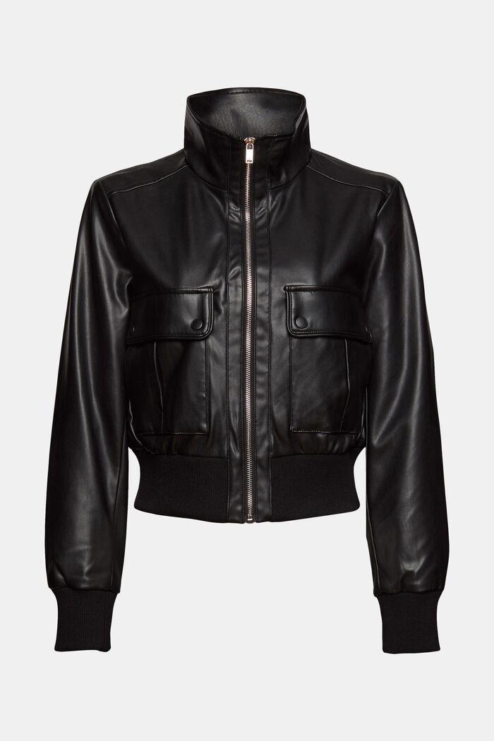 Faux leather jacket, BLACK, overview