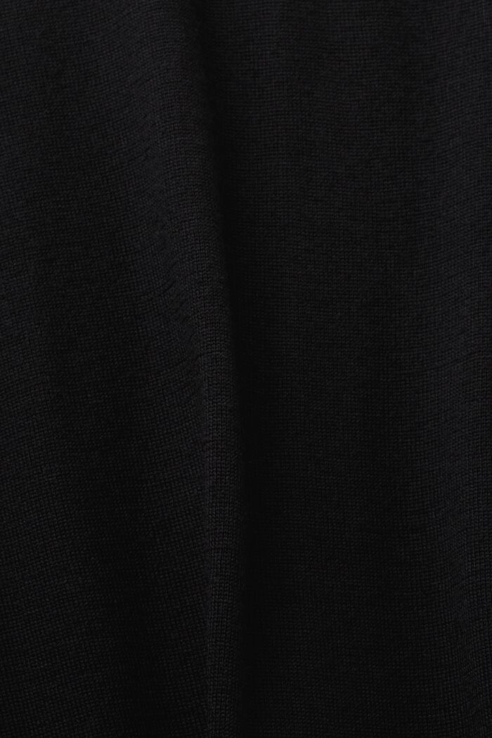 Wool Polo Sweater, BLACK, detail image number 4