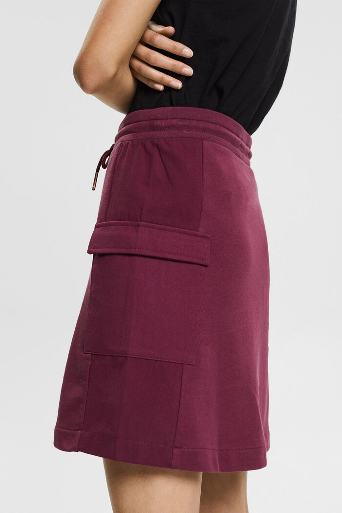 Cargo-style mini skirt in sweatshirt fabric, BORDEAUX RED, detail image number 2