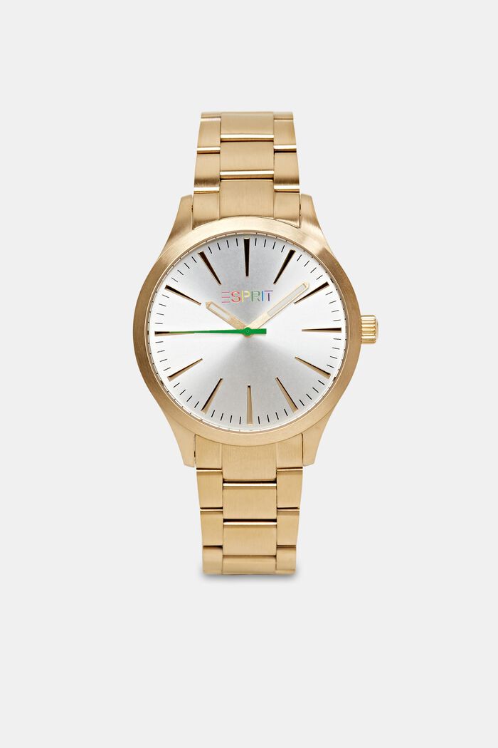 Stainless steel watch with rainbow logo, GOLD, detail image number 0