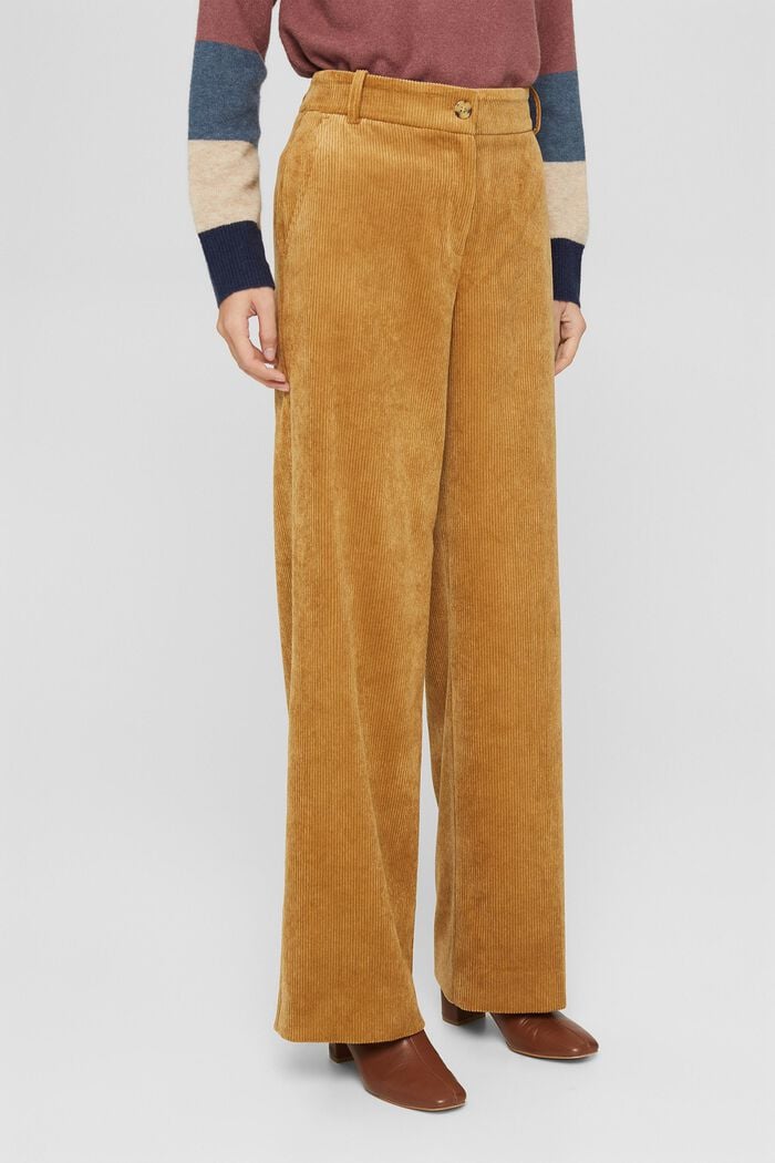 Recycled: wide-leg corduroy trousers, CAMEL, overview