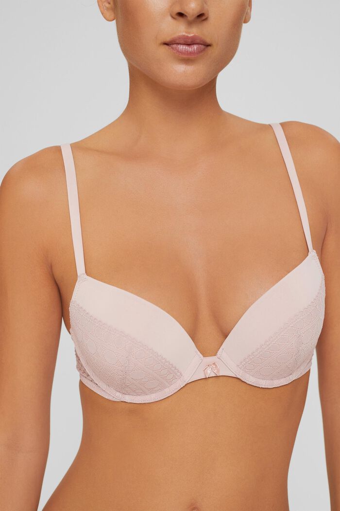 Push-up underwire bra with a lace trim, OLD PINK, detail image number 2