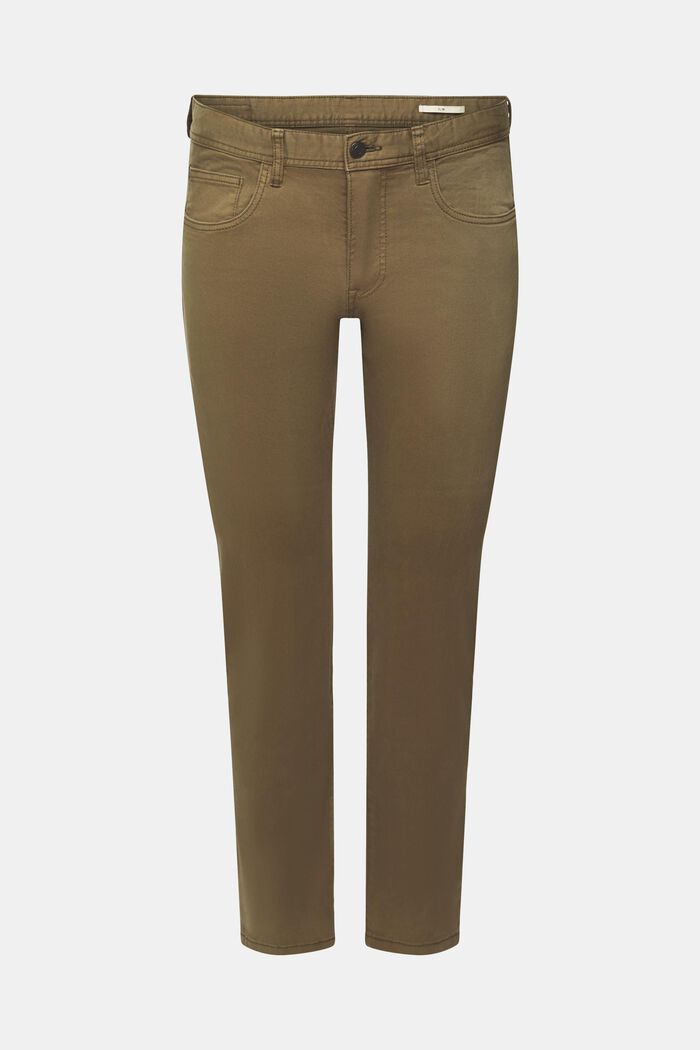 Slim fit trousers, organic cotton, DARK KHAKI, detail image number 7