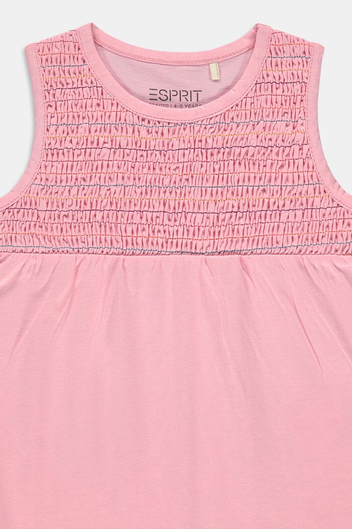 Embroidered smocked top made of stretch cotton, LIGHT PINK, detail image number 2