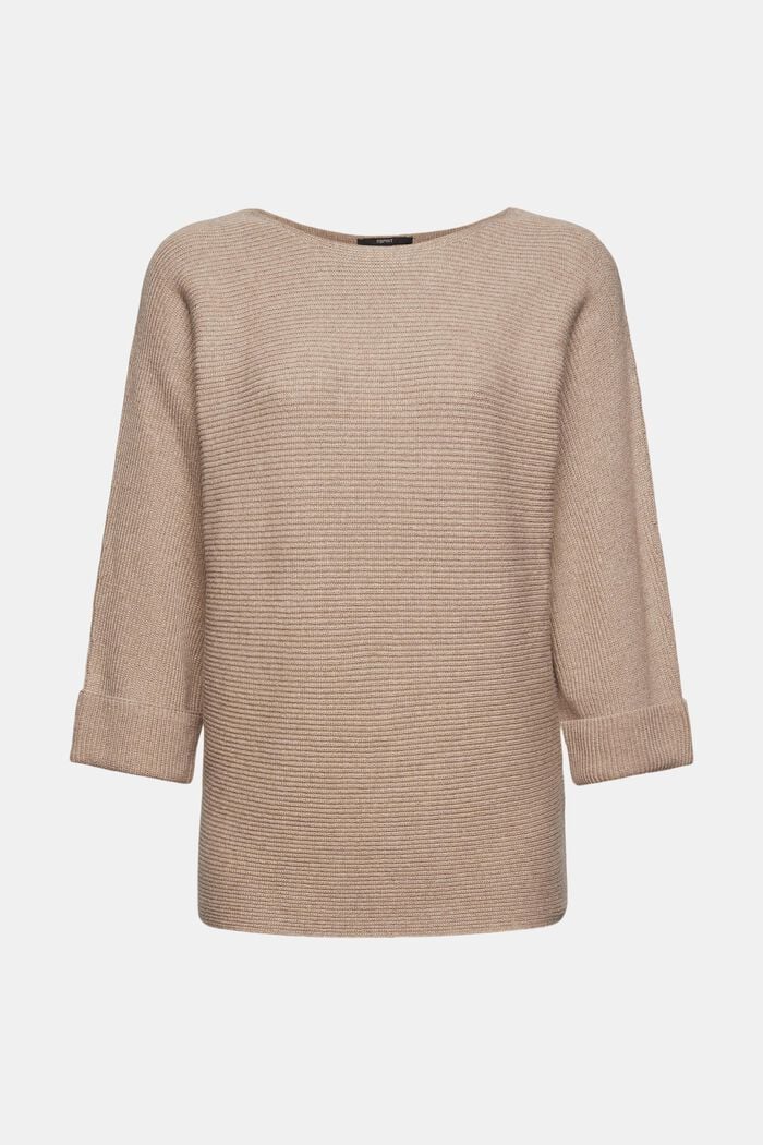 Batwing jumper in a wool and cashmere blend, LIGHT TAUPE, overview