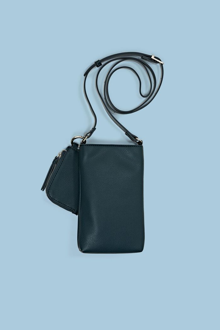Faux Leather Crossbody Phone Pouch, DARK TEAL GREEN, detail image number 0